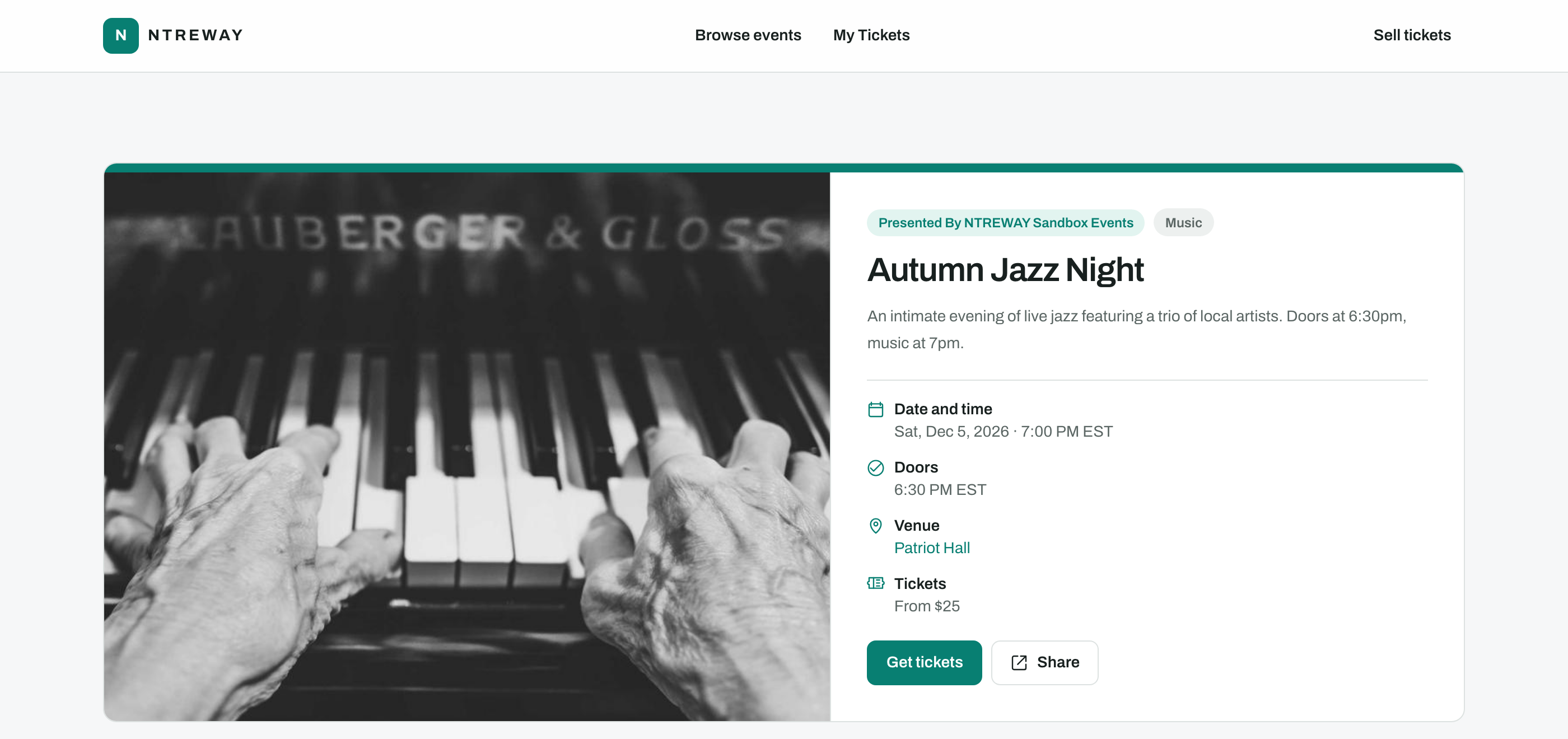 The buyer's event page in NTREWAY